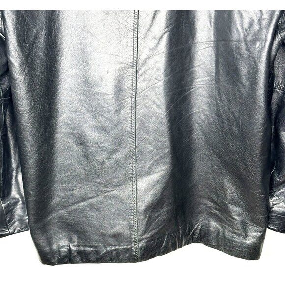 Danier Mens Genuine Leather Jacket VTG 90s Full Zip Buckle Cuffs Black Medium - Picture 6 of 16